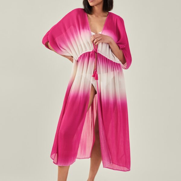 Accessorize Women's Tie Dye V-Neck Midaxi Kaftan Dress - L - Pink Mix, Pink Mix
