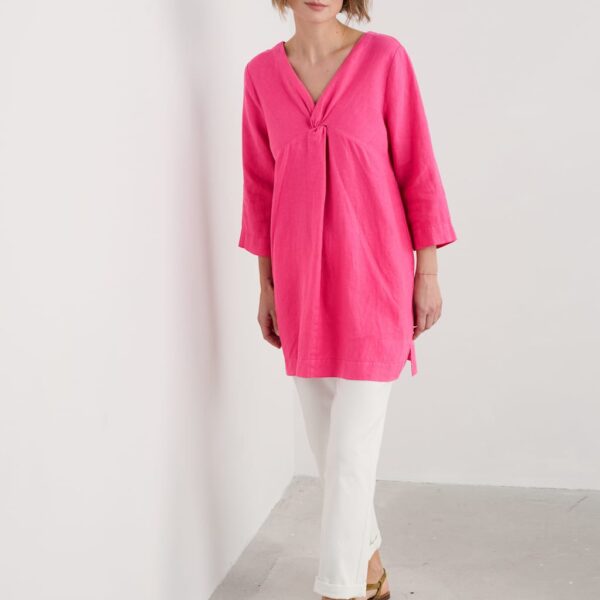 Seasalt Cornwall Women's Pure Linen V-Neck Relaxed Tunic - 12 - Pink, Pink