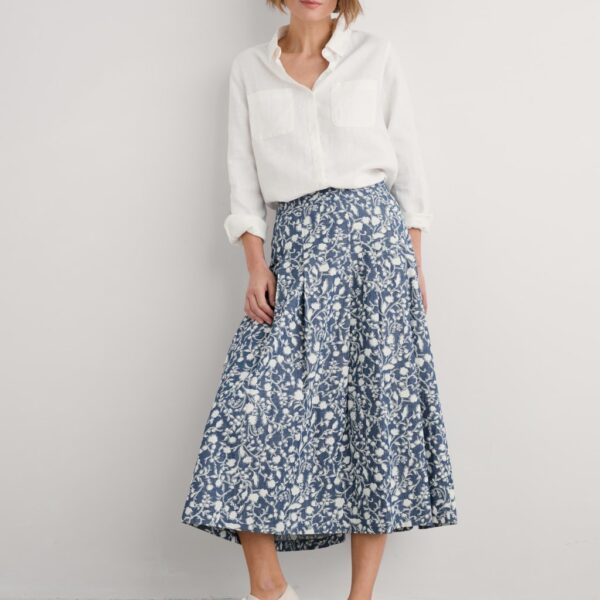 Seasalt Cornwall Women's Pure Cotton Floral Midi Skirt - 18 - Blue Mix, Blue Mix