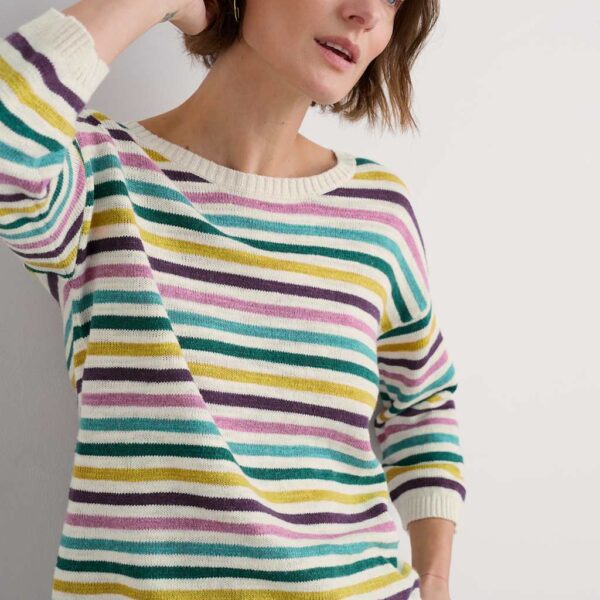 Seasalt Cornwall Women's Cotton Rich Striped Jumper with Linen - 8 - Multi, Multi