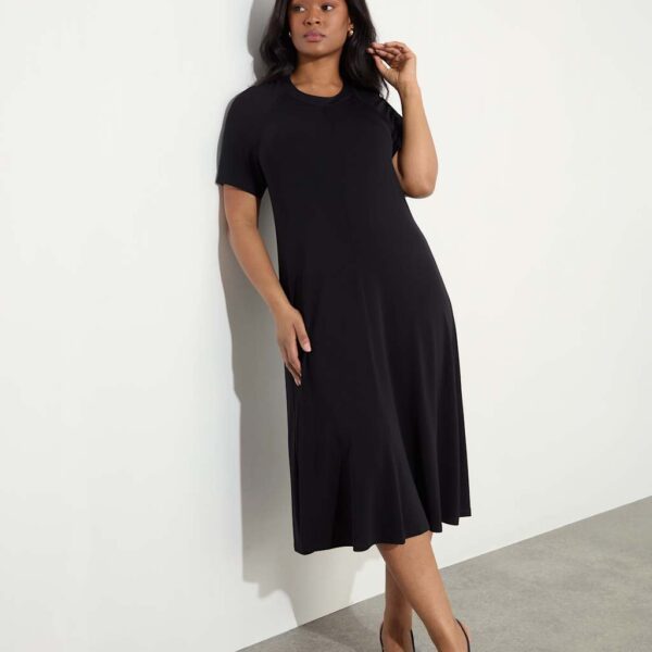 Live Unlimited London Women's Jersey Midi T-Shirt Dress - 22 - Black, Black