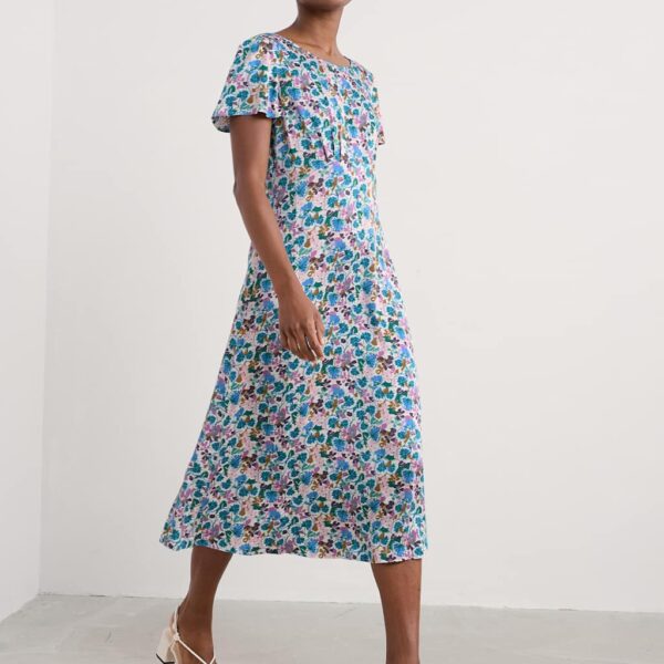 Seasalt Cornwall Women's Floral Midi Waisted Dress - 18REG - Multi, Multi