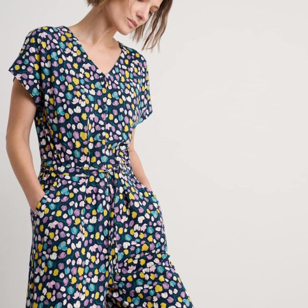 Seasalt Cornwall Women's Cotton Rich Floral Short Sleeve Jumpsuit - 12 - Multi, Multi