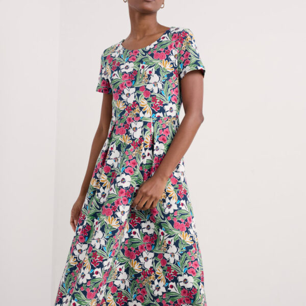 Seasalt Cornwall Women's Cotton Rich Floral Midi Waisted Dress - 20REG - Multi, Multi