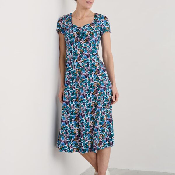Seasalt Cornwall Women's Jersey Floral Midi Waisted Dress - 16REG - Multi, Multi