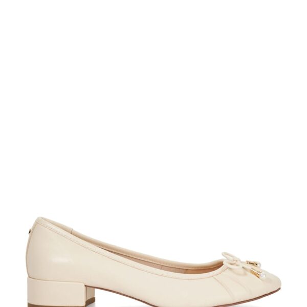 Dune London Women's Amazing Block Heel Ballet Pumps - 6 - Ecru, Black,Ecru