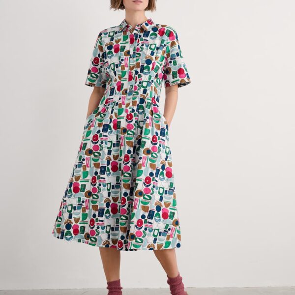 Seasalt Cornwall Women's Pure Cotton Printed Midi Shirt Dress - 14 - Multi, Multi