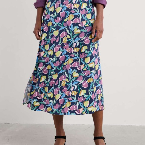 Seasalt Cornwall Women's Floral Side Split Midi A-Line Skirt - 18 - Multi, Multi