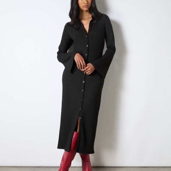 Ro&Zo Women's Button Through Midaxi Column Dress - 8REG - Black Mix, Black Mix