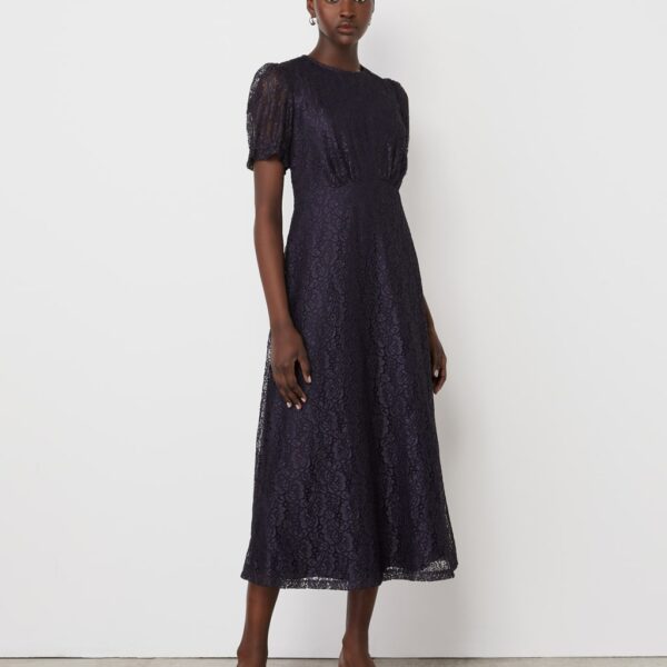 Finery London Women's Lace Midi Tea Dress - 10 - Navy, Navy