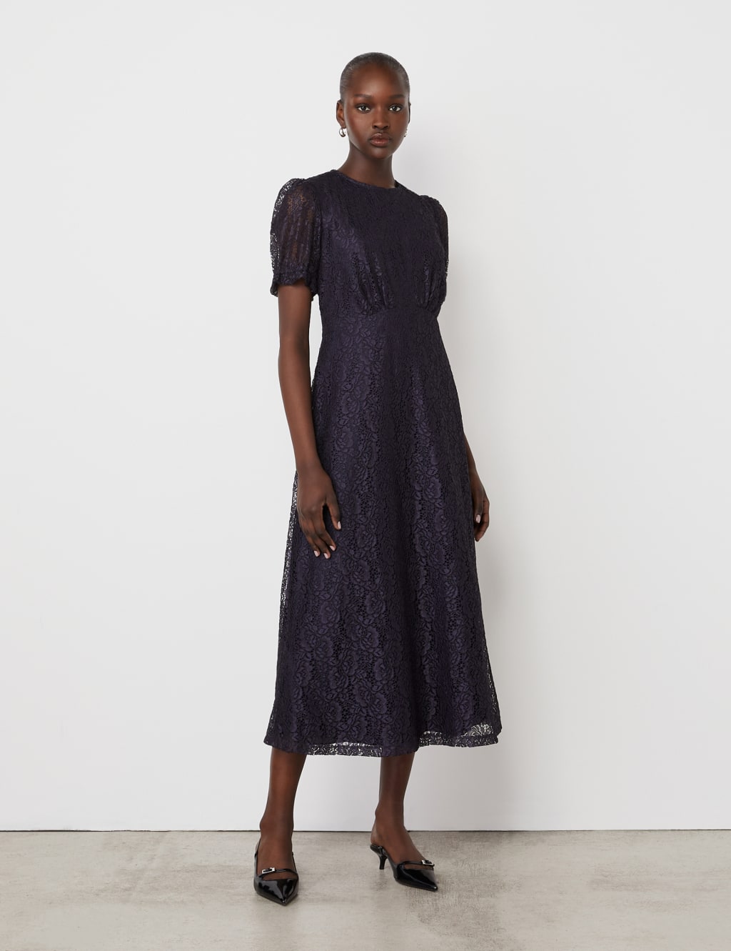 Finery London Women's Lace Midi Tea Dress - 10 - Navy, Navy