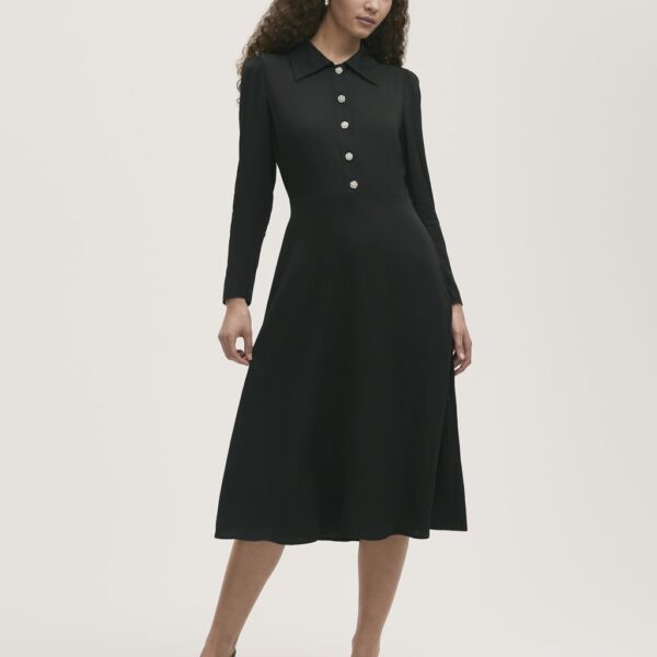 Finery London Women's Lucia Premium Lightweight Satin Crepe Dress - 18 - Black, Black
