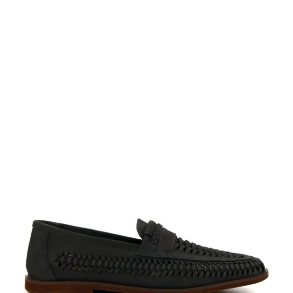 Dune London Men's Leather Woven Flat Loafers - 6 - Navy, Navy
