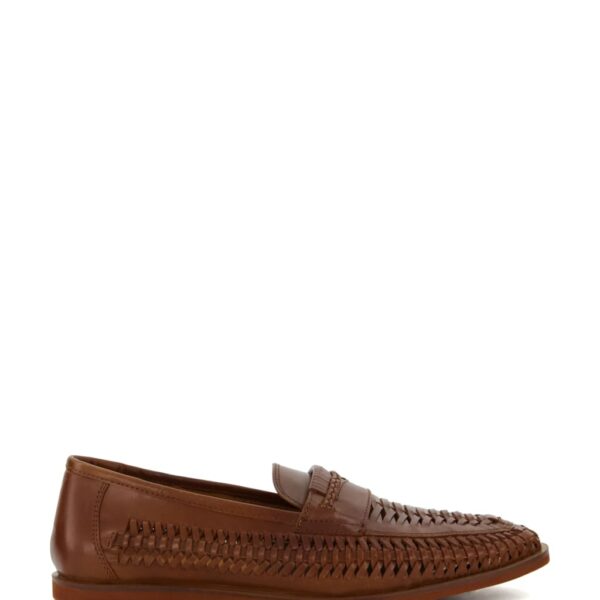 Dune London Men's Leather Woven Flat Loafers - 9 - Tan, Tan