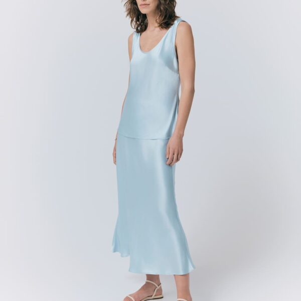 Ghost Women's Satin Midi Slip Skirt - Light Blue, Light Pink,Ivory,Light Blue