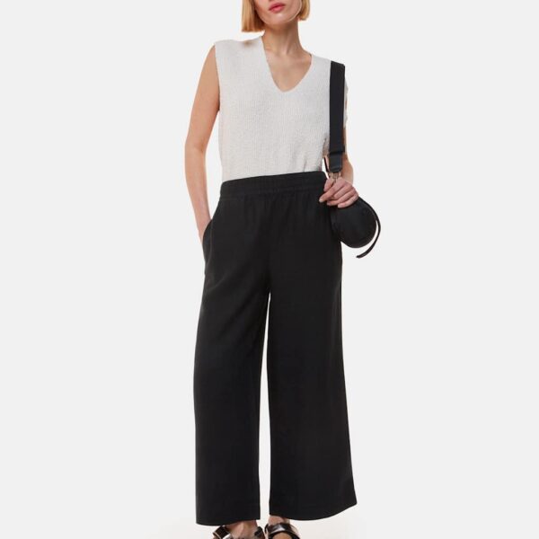 Whistles Women's Pure Linen Wide Leg Trousers - 10 - Black, Black
