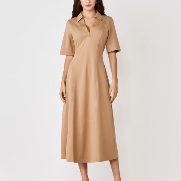 Finery London Women's Jersey Midi Skater Dress - 12 - Brown, Brown,Navy