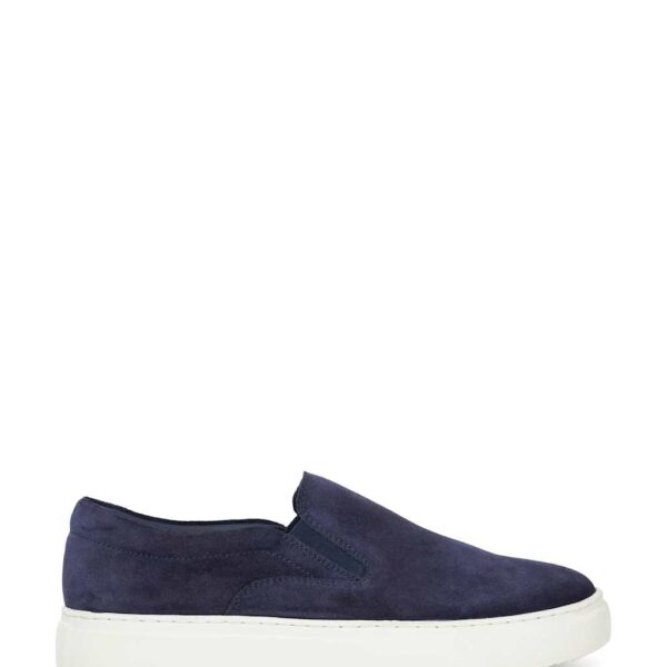 Dune London Men's Lightweight Suede Slip-On Trainers - 8 - Navy, Navy,Taupe
