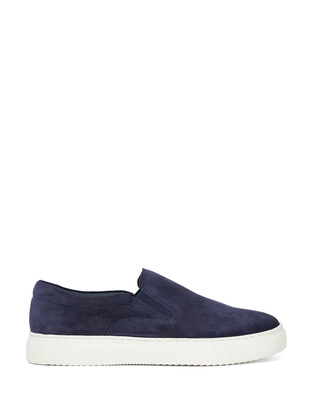 Dune London Men's Lightweight Suede Slip-On Trainers - 8 - Navy, Navy,Taupe