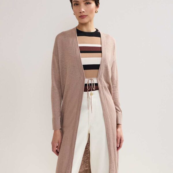 Phase Eight Women's Linen Rich Longline Cardigan - SREG - Brown, Brown,Purple