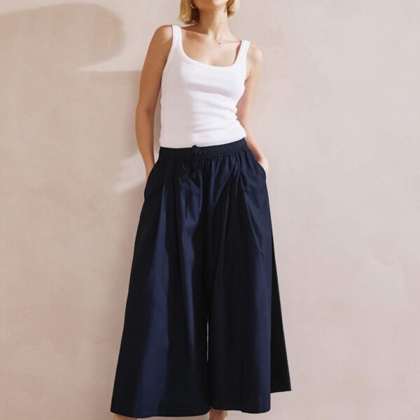 Albaray Women's Pure Cotton Super Wide Leg Culottes - 12 - Navy, Navy