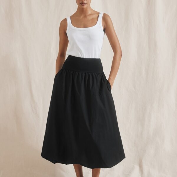 Albaray Women's Pure Cotton Midi Puffball Skirt - 10 - Black, Black