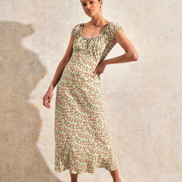 Ro&Zo Women's Floral Midi Tea Dress - 12REG - Green Mix, Green Mix