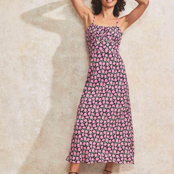 Ro&Zo Women's Floral Square Neck Midaxi Slip Dress - 14REG - Pink Mix, Pink Mix