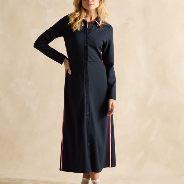 Joules Women's Jersey Patterned Collared Midaxi Shirt Dress - 12 - Navy Mix, Navy Mix