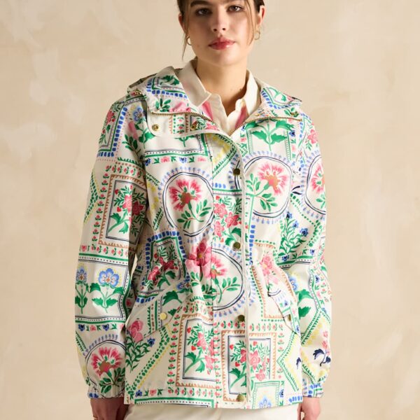 Joules Women's Waterproof Floral Hooded Short Raincoat - 12 - Multi, Multi