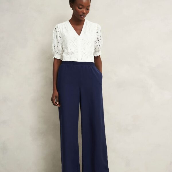 Hobbs Women's Wide Leg Trousers - 12REG - Navy, Navy