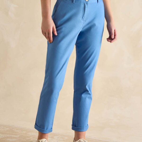 Joules Women's Cotton Rich Brushed Straight Leg Chinos - 12 - Blue, Blue