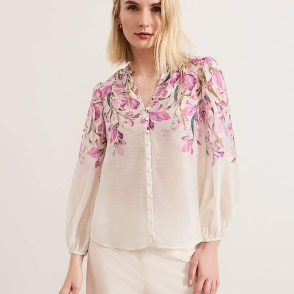Phase Eight Women's Lyocell Rich Floral Blouse - 14REG - Pink Mix, Pink Mix