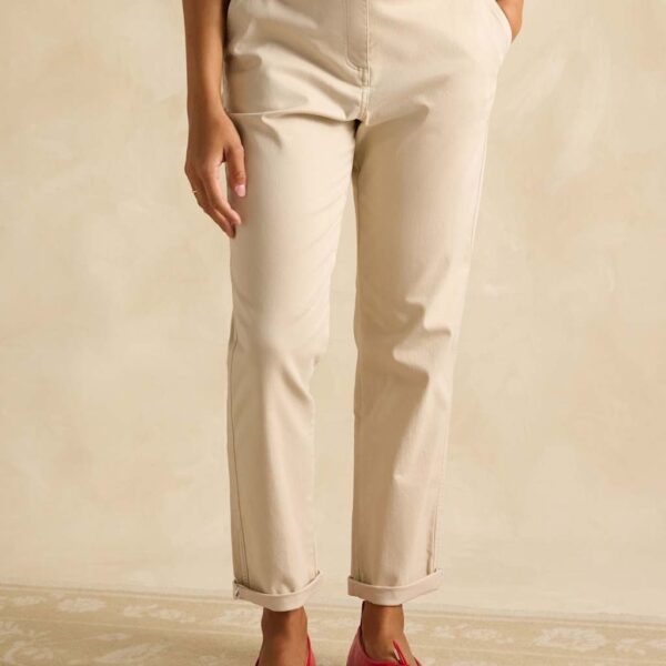 Joules Women's Cotton Rich Straight Leg Chinos - 16 - Beige, Beige
