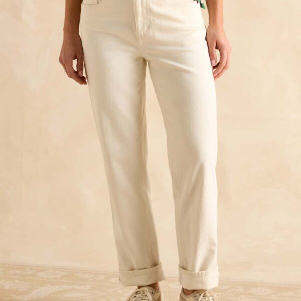 Joules Women's Cotton Rich Straight Leg Jeans With Modal - 22 - Cream, Cream