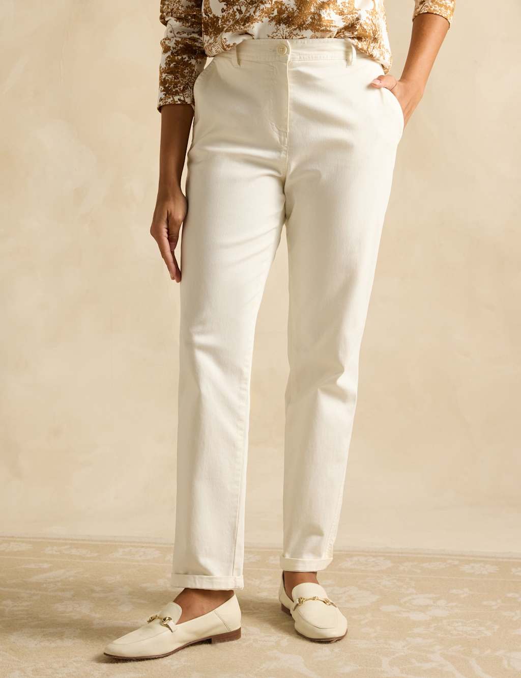 Joules Women's Cotton Rich Slim Fit Chinos - 8 - Cream, Cream