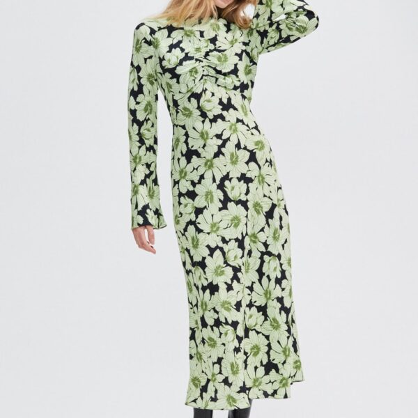 Ro&Zo Women's Floral Flute Sleeve Midaxi Tea Dress - 14REG - Grey Mix, Grey Mix