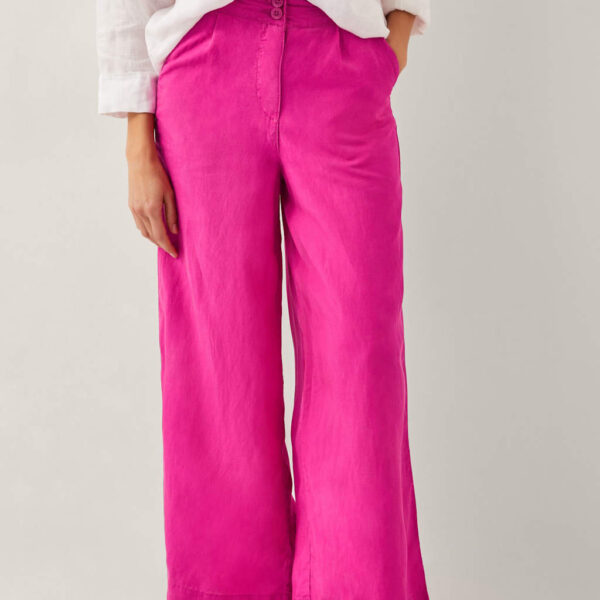 Monsoon Women's Lyocell Rich Straight Leg Trousers - Pink, Pink