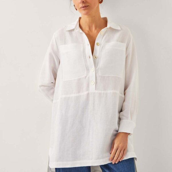 Monsoon Women's Linen Blend Longline Tunic - M - White, White
