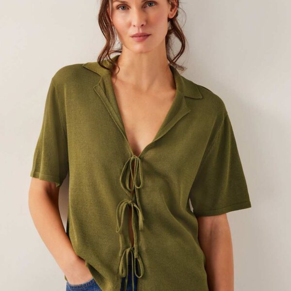 Monsoon Women's Textured Knitted Collared Cardigan - XXL - Green, Green