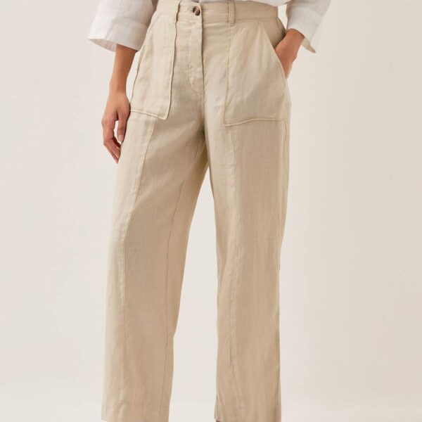 Monsoon Women's Pure Linen Wide Leg Trousers - XXL - Natural, Natural
