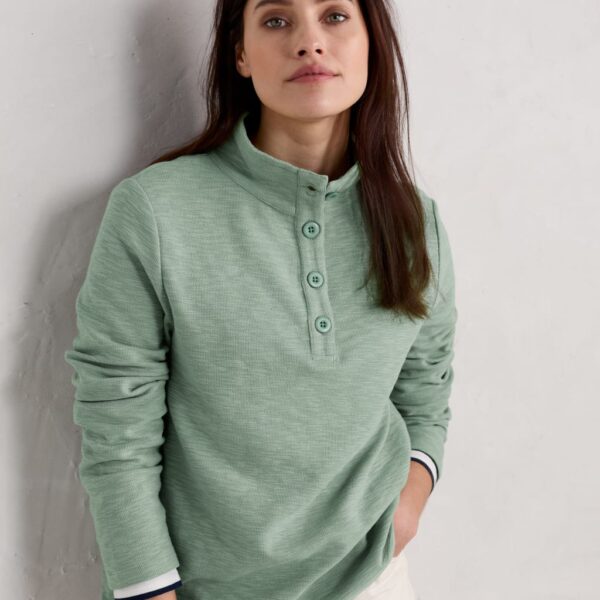 Seasalt Cornwall Women's Pure Cotton Collared Sweatshirt - 18 - Green, Green