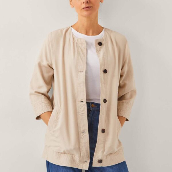 Monsoon Women's Lyocell Rich Lightweight Collarless Jacket - Natural, Natural
