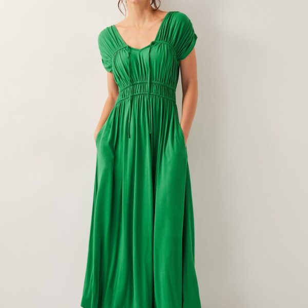Monsoon Women's Jersey V-Neck Waisted Maxi Dress - XXL - Green, Green