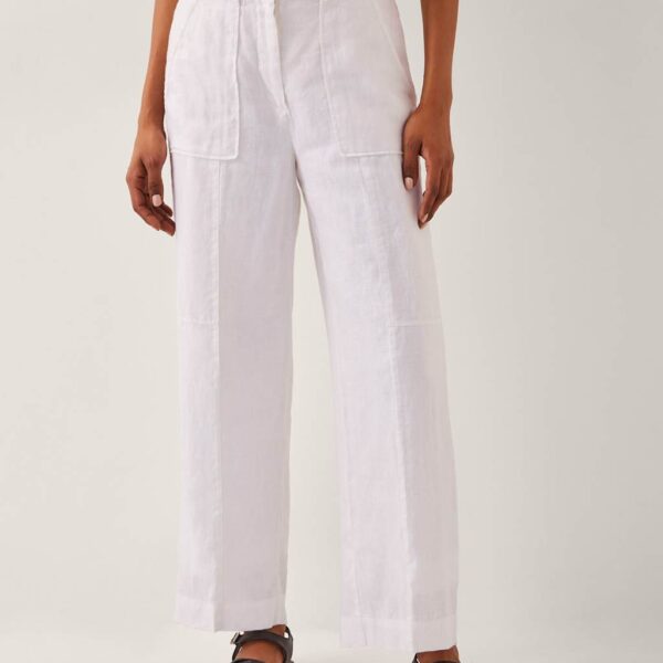 Monsoon Women's Pure Linen Straight Leg Trousers - XXL - White, White