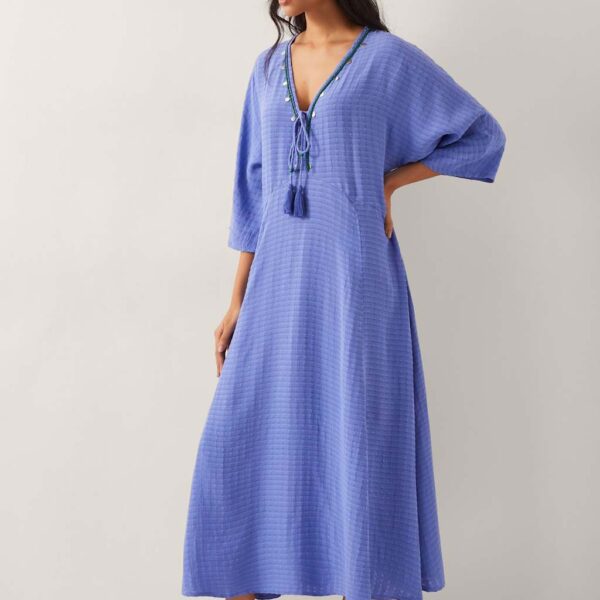 Monsoon Women's Embellished V-Neck Maxi Kaftan - XL - Blue Mix, Blue Mix