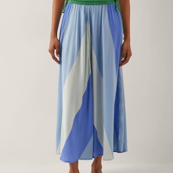 Monsoon Women's Printed Pleated Midi Skirt - XL - Blue Mix, Blue Mix