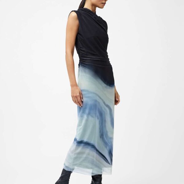 French Connection Women's Wrap Detail Ruched Midi Column Dress - Navy, Navy