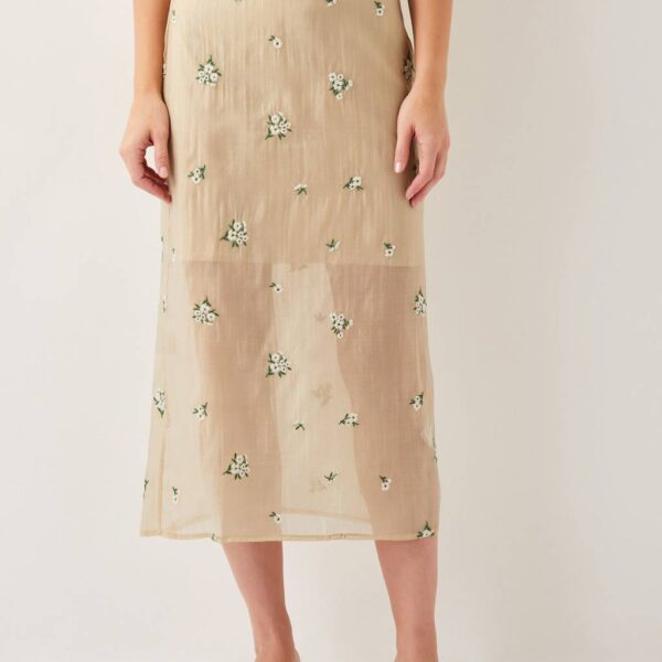 Monsoon Women's Embroidered Midi Column Skirt - 22 - Gold Mix, Gold Mix