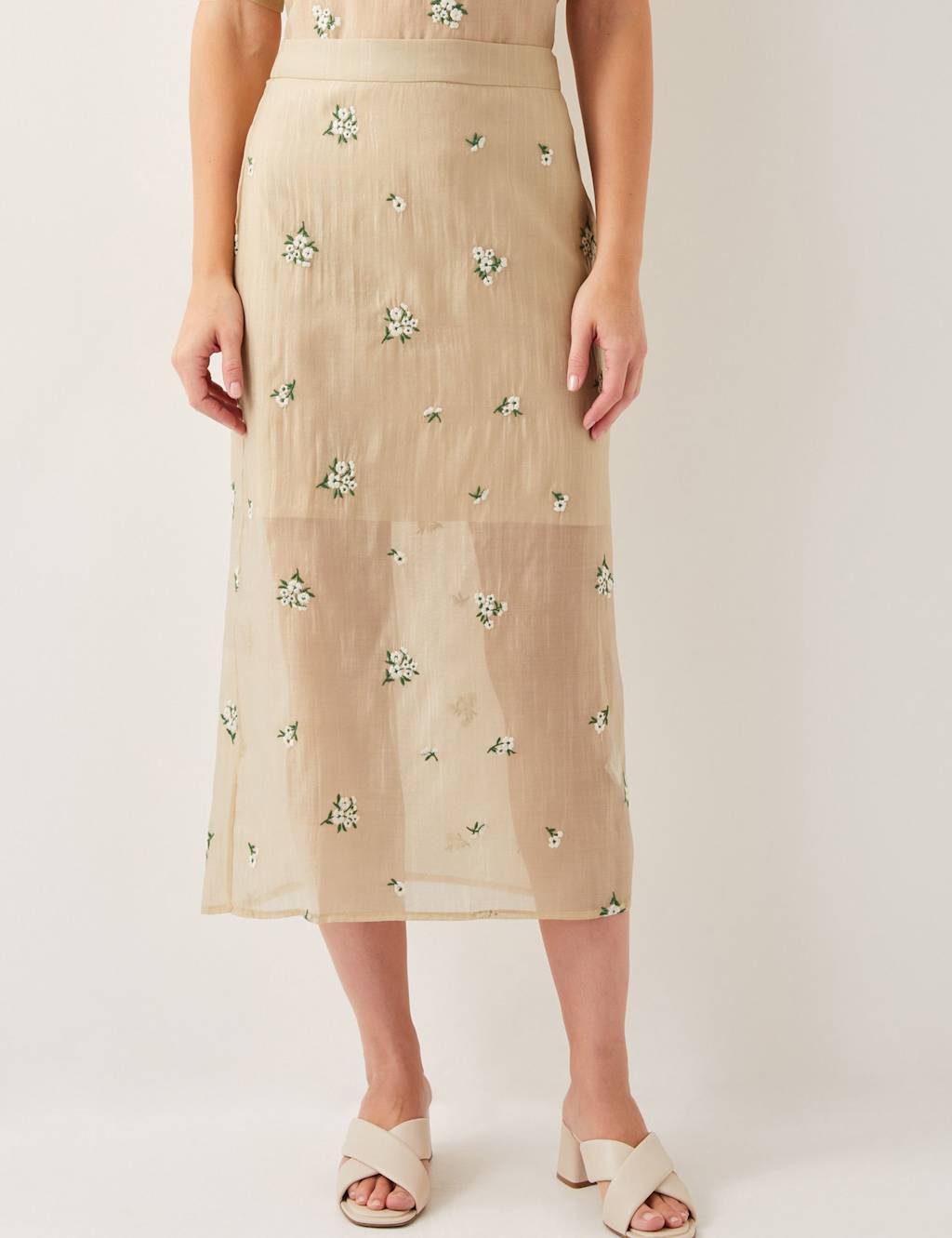 Monsoon Women's Embroidered Midi Column Skirt - 22 - Gold Mix, Gold Mix